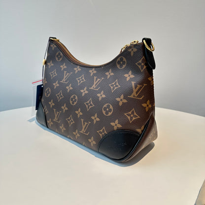 【#073】Pre-owned Louis Vuitton Boulogne Monogram Canvas Black Leather Hobo BagHZ2601190&&