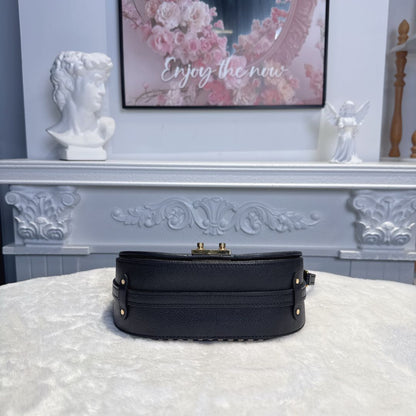 【#068】Pre-owned Louis Vuitton Junot Monogram Empreinte Black Leather Saddle Bag