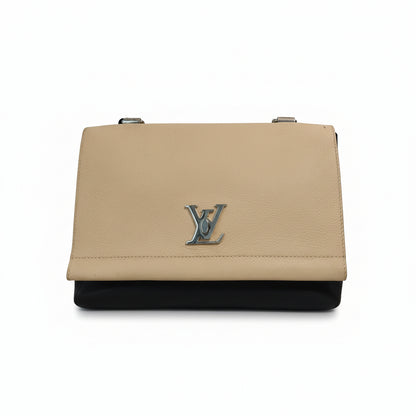 【#062】Pre-owned Louis Vuitton Lockme II Beige & Black Calfskin Leather Crossbody Bag