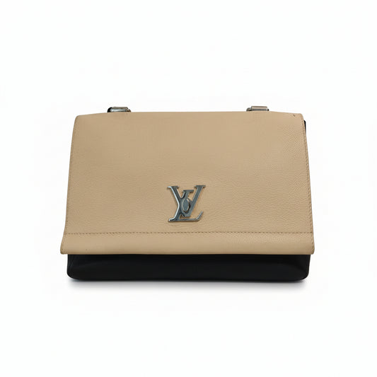 【#062】Pre-owned Louis Vuitton Lockme II Beige & Black Calfskin Leather Crossbody Bag