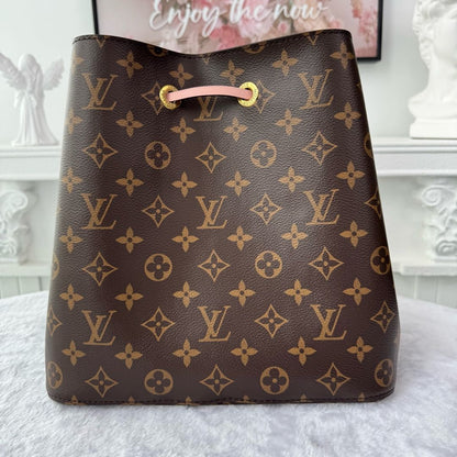 #042】Pre-owned Louis Vuitton Néonoé MM Monogram Canvas Rose Poudre Leather Bucket Bag
