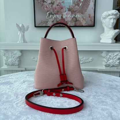 【#041】Pre-owned Louis Vuitton Noé BB Pink Epi Leather Bucket Bag with Red AccentsHZ2603060&&