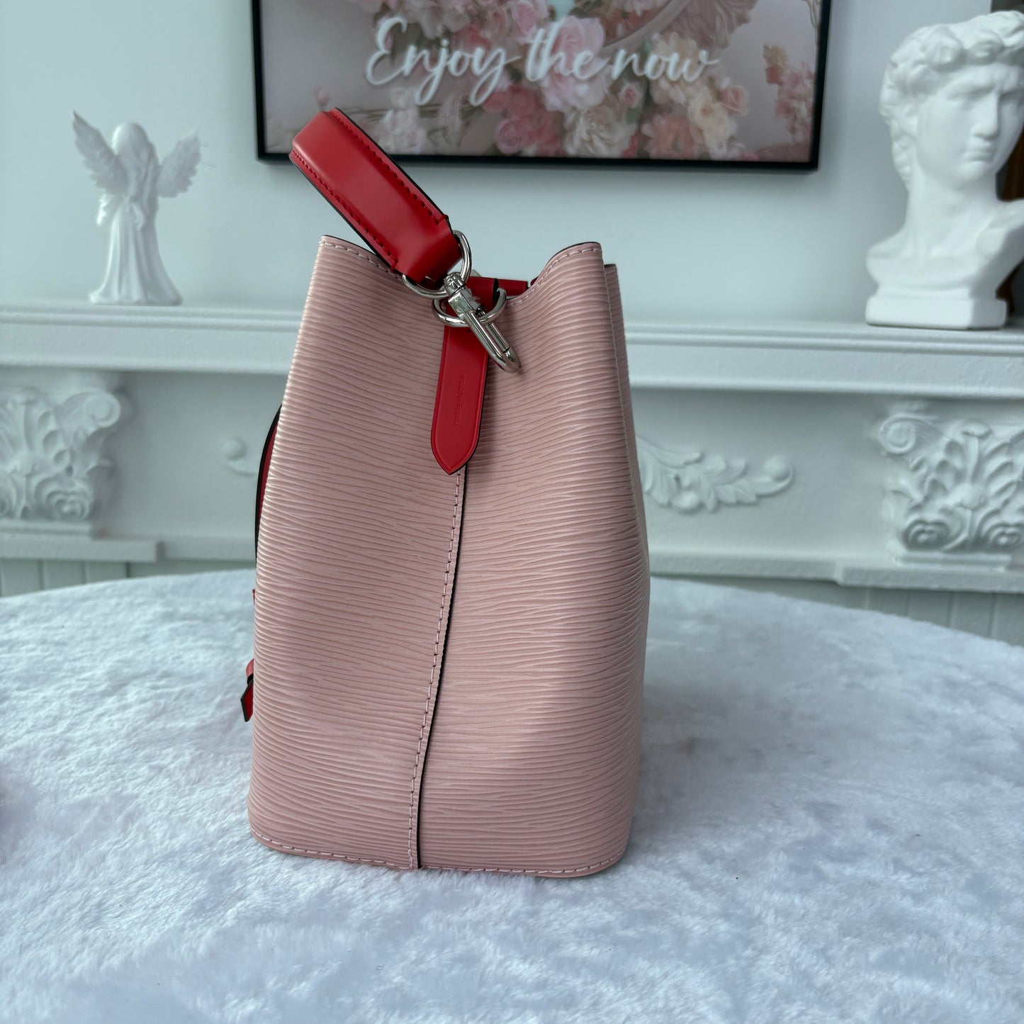 【#041】Pre-owned Louis Vuitton Noé BB Pink Epi Leather Bucket Bag with Red AccentsHZ2603060&&