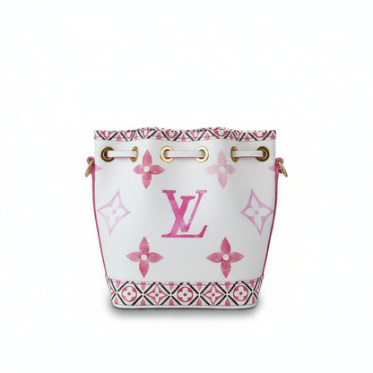 【#043】Pre-owned Louis Vuitton Noé BB White Monogram Watercolor Pink Bucket BagHZ2603060&&