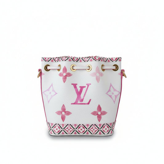 【#043】Pre-owned Louis Vuitton Noé BB White Monogram Watercolor Pink Bucket BagHZ2603060&&