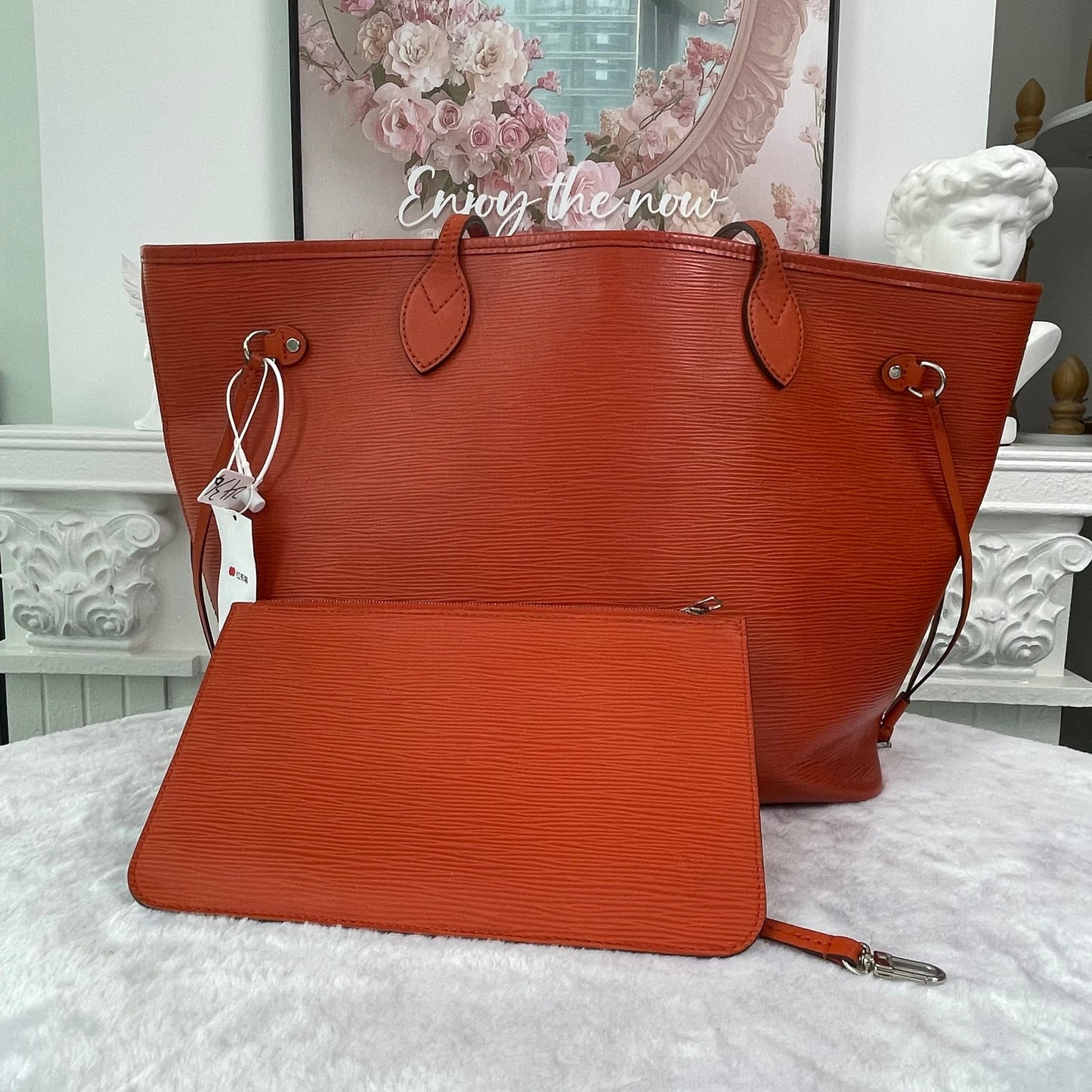 【#038】Pre-owned Louis Vuitton Neverfull MM Orange Epi Leather Tote Bag with PouchHZ2603060&&