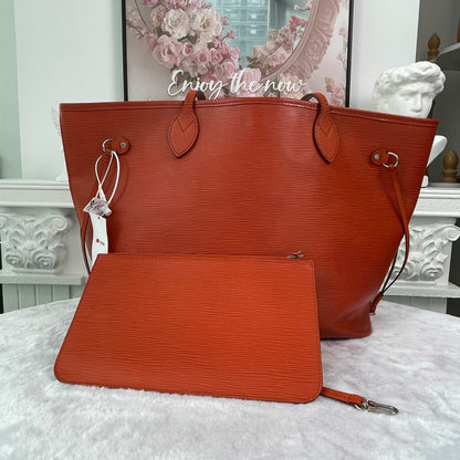 【#038】Pre-owned Louis Vuitton Neverfull MM Orange Epi Leather Tote Bag with PouchHZ2603060&&