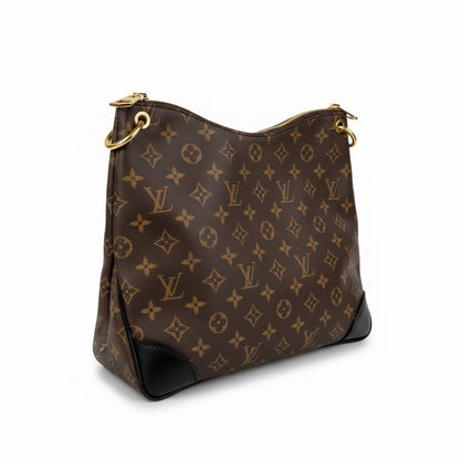 【#045】Pre-owned Louis Vuitton Odeon MM Monogram Canvas Black Calfskin Leather Shoulder Bag