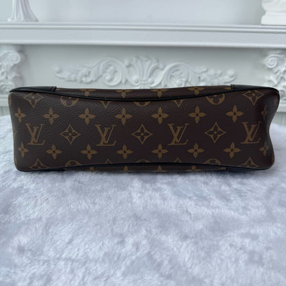 【#045】Pre-owned Louis Vuitton Odeon MM Monogram Canvas Black Calfskin Leather Shoulder Bag