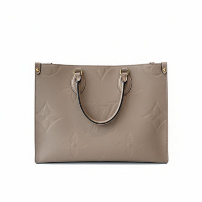 【#094】Pre-owned Louis Vuitton OnTheGo MM Monogram Empreinte Tourterelle Beige Tote BagHZ2508100&&