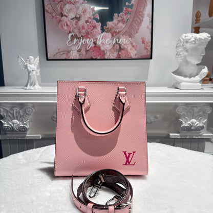 【#069】Pre-owned Louis Vuitton Petit Sac Plat Rose Ballerine Epi Leather Mini Tote Bag