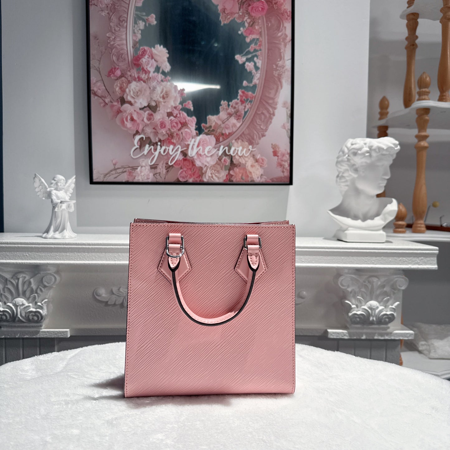 【#069】Pre-owned Louis Vuitton Petit Sac Plat Rose Ballerine Epi Leather Mini Tote Bag