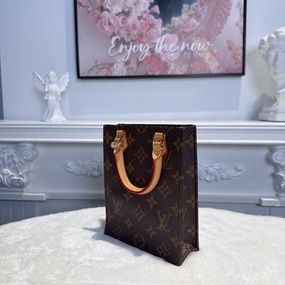 【#066】Pre-owned Louis Vuitton Petit Sac Plat Monogram Canvas Mini Tote Bag
