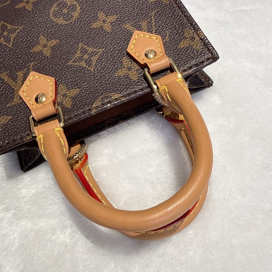 【#066】Pre-owned Louis Vuitton Petit Sac Plat Monogram Canvas Mini Tote Bag