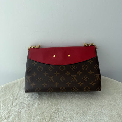 【#088】Pre-owned Louis Vuitton Saint Placide Monogram Canvas Red Leather Chain BagHZ2509290&&