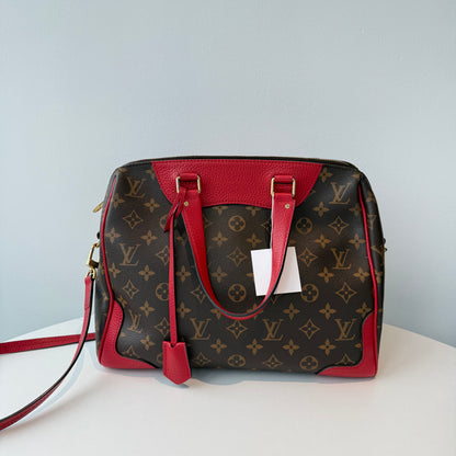 【#080】Pre-owned Louis Vuitton Retiro PM Monogram Canvas Red Leather Bag