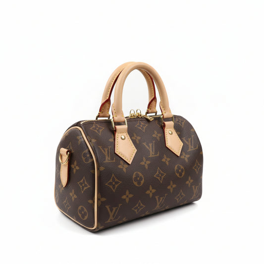 【#047】Pre-owned Louis Vuitton Speedy 20 Monogram Canvas Natural Calfskin Leather Top Handle BagHZ2603040&&