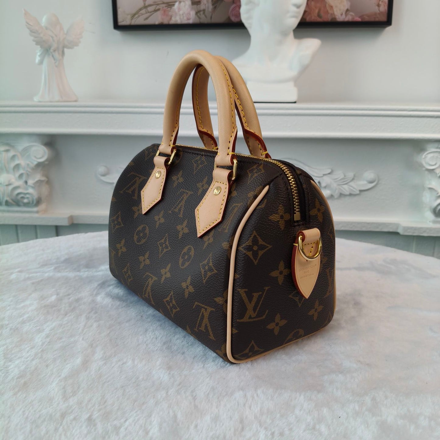 【#047】Pre-owned Louis Vuitton Speedy 20 Monogram Canvas Natural Calfskin Leather Top Handle BagHZ2603040&&
