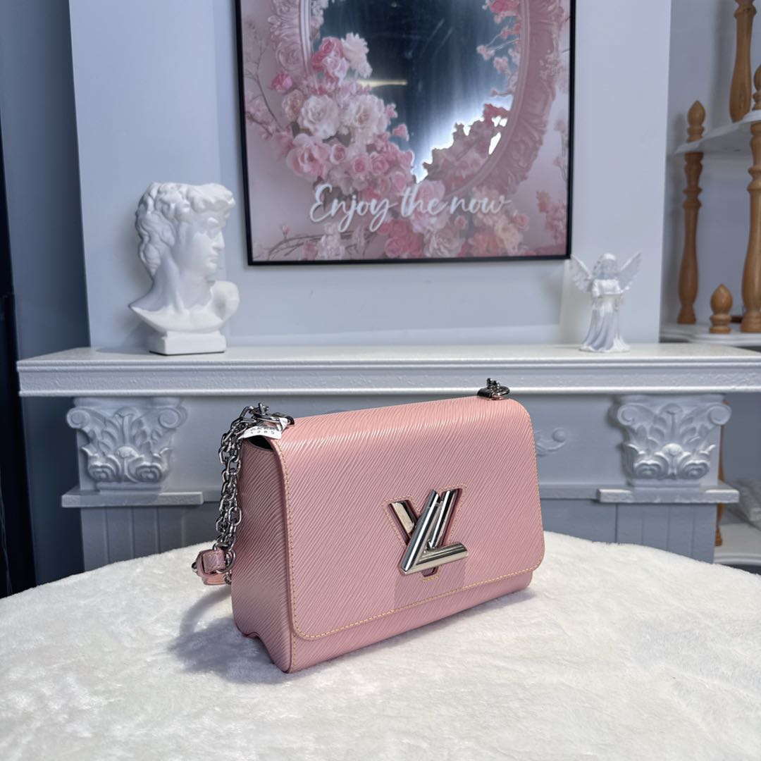 【#067】Pre-owned Louis Vuitton Twist MM Rose Ballerine Epi Leather Chain Crossbody Bag