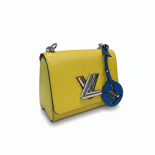 【#054】Pre-owned Louis Vuitton Twist Mini Yellow Epi Leather Crossbody Bag with Blue AccentsHZ2602090&&