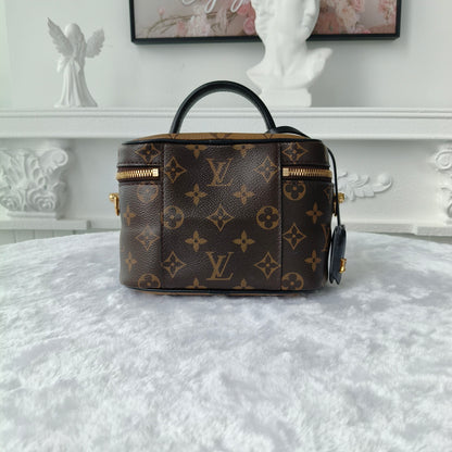 【#048】Pre-owned Louis Vuitton Vanity PM Reverse Monogram Canvas Black Calfskin Leather Vanity BagHZ260304