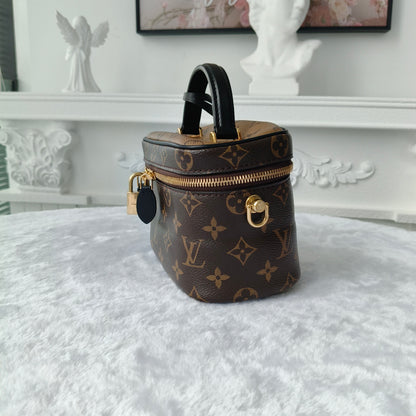 【#048】Pre-owned Louis Vuitton Vanity PM Reverse Monogram Canvas Black Calfskin Leather Vanity BagHZ260304