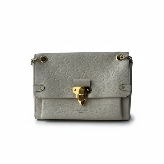 【#076】Pre-owned Louis Vuitton Vavin PM Monogram Empreinte Creme Leather Chain BagHZ2511010&&