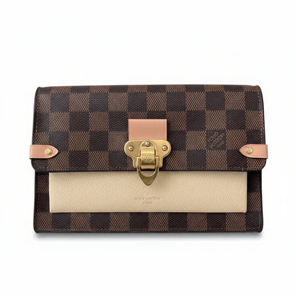 【#046】Pre-owned Louis Vuitton Vaugirard Damier Ebene Canvas Rose Poudre Calfskin Leather Crossbody BagHZ2603060&&