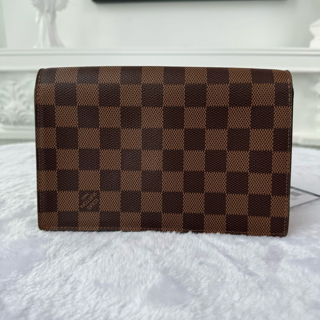 【#046】Pre-owned Louis Vuitton Vaugirard Damier Ebene Canvas Rose Poudre Calfskin Leather Crossbody BagHZ2603060&&