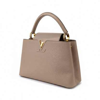 【#057】Pre-owned Louis Vuitton Capucines MM Galet Taurillon Leather Top Handle Bag