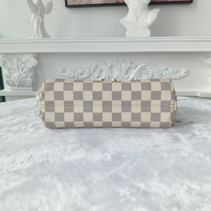 【#049】Pre-owned Louis Vuitton Croisette Damier Azur Canvas Natural Calfskin Leather Top Handle BagHZ2603040&&