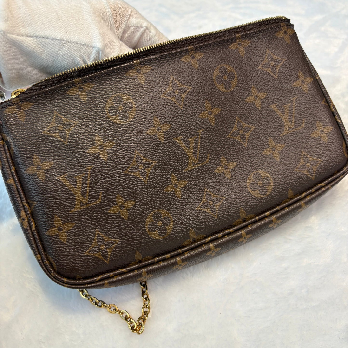 【#051】Pre-owned Louis Vuitton Multi Pochette Accessoires Monogram Canvas Khaki Green Strap Crossbody BagHZ2603020&&