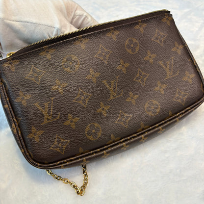 【#051】Pre-owned Louis Vuitton Multi Pochette Accessoires Monogram Canvas Khaki Green Strap Crossbody BagHZ2603020&&