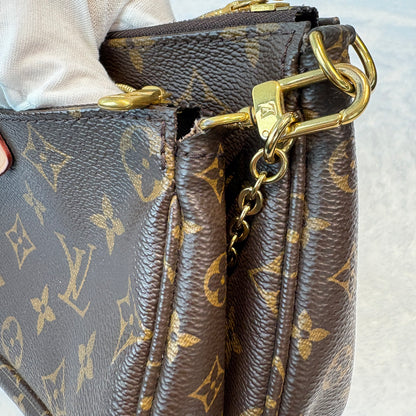 【#051】Pre-owned Louis Vuitton Multi Pochette Accessoires Monogram Canvas Khaki Green Strap Crossbody BagHZ2603020&&
