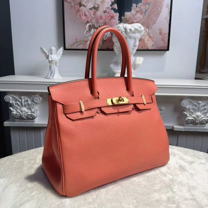 【#015】Pre-owned Hermès Birkin 30 Crevette Epsom Leather R stamp Handbag HZ260209014