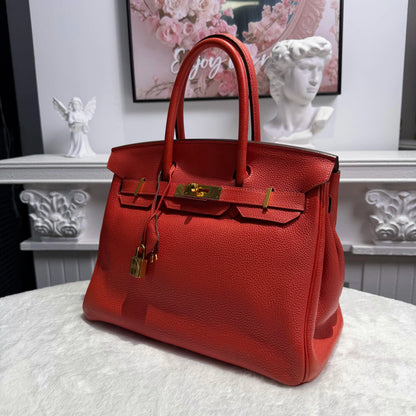 【#013】Pre-owned Hermès Birkin 30 Red(2R) Togo Leather R stamp Handbag HZ260202014