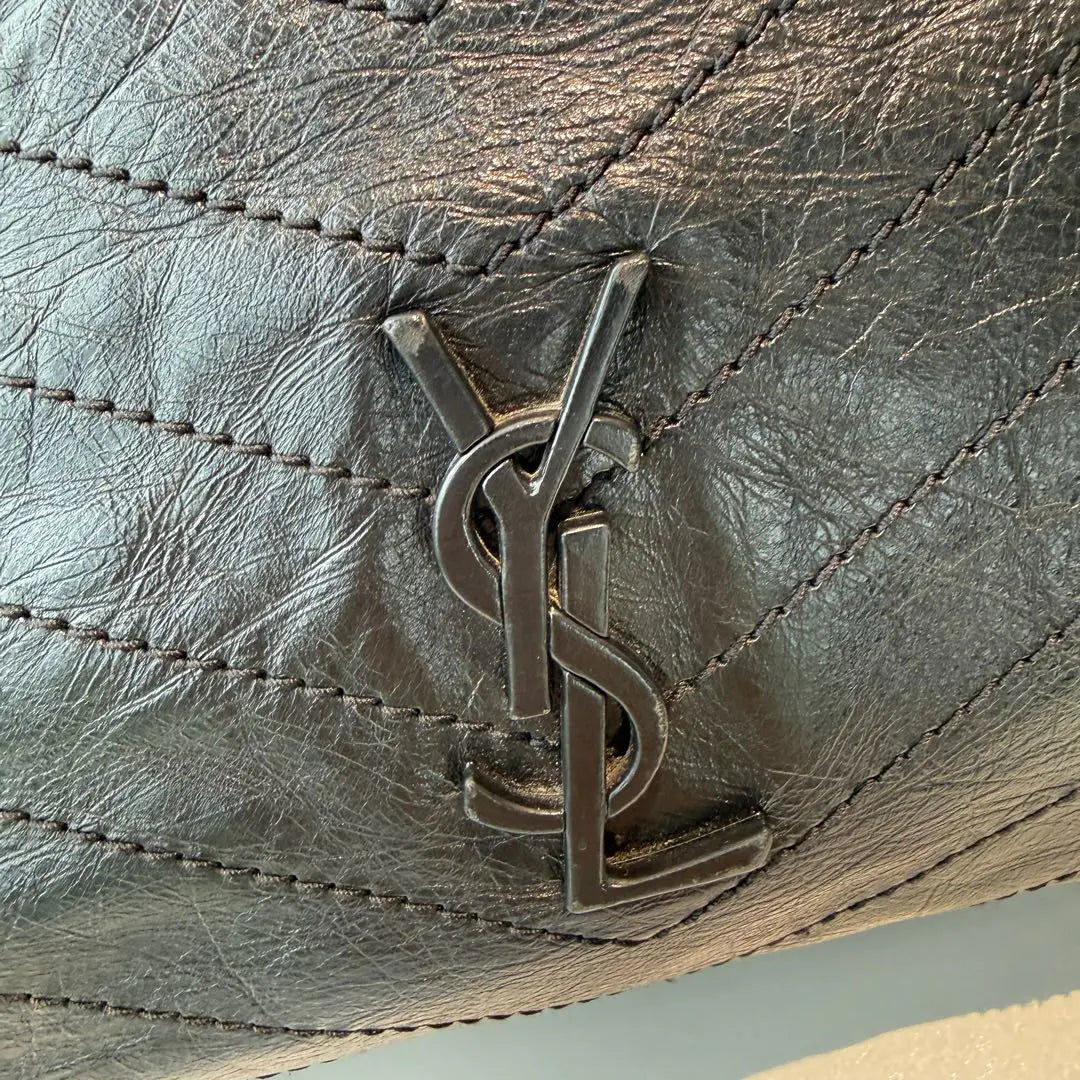 【#122】Pre-owned YSL Saint Laurent Niki Large Shopping Tote Black Leather Bag
