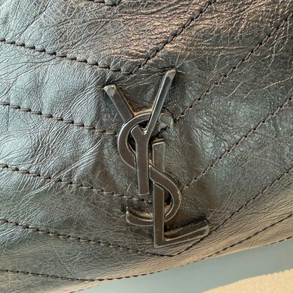 【#122】Pre-owned YSL Saint Laurent Niki Large Shopping Tote Black Leather Bag