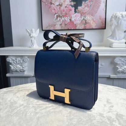 【#011】Pre-owned Hermès Constance 24 Deep Blue Epsom Leather X Stamp Handbag HZ260110016