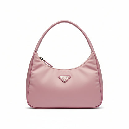 【#167】Pre-owned PRADA  Three-in-One Mini Pink Logo Print Nylon Hobo HZ260119&&