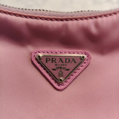 【#167】Pre-owned PRADA  Three-in-One Mini Pink Logo Print Nylon Hobo HZ260119&&