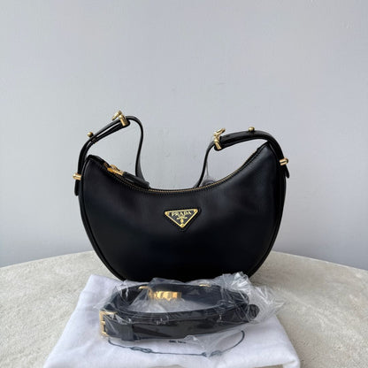 【#172】Pre-owned PRADA Arqué Small Black Lambskin&Calfskin Crossbody bag HZ251112&&