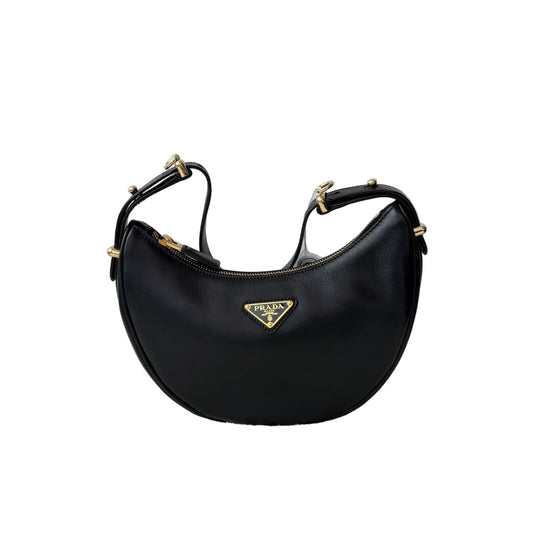【#172】Pre-owned PRADA Arqué Small Black Lambskin&Calfskin Crossbody bag HZ251112&&