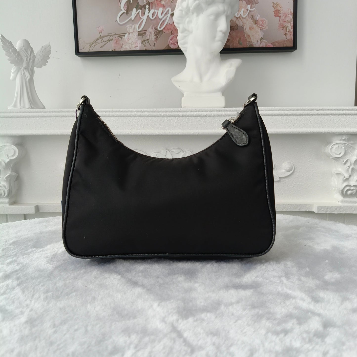 【#163】Pre-owned PRADA Re-Edition Mini Black Nylon and Calfskin Crossbody Bag HZ260304&&