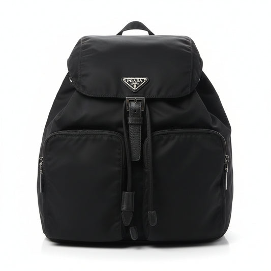 【#170】Pre-owned PRADA Vela Small Black Nylon Backpack HZ251203&&