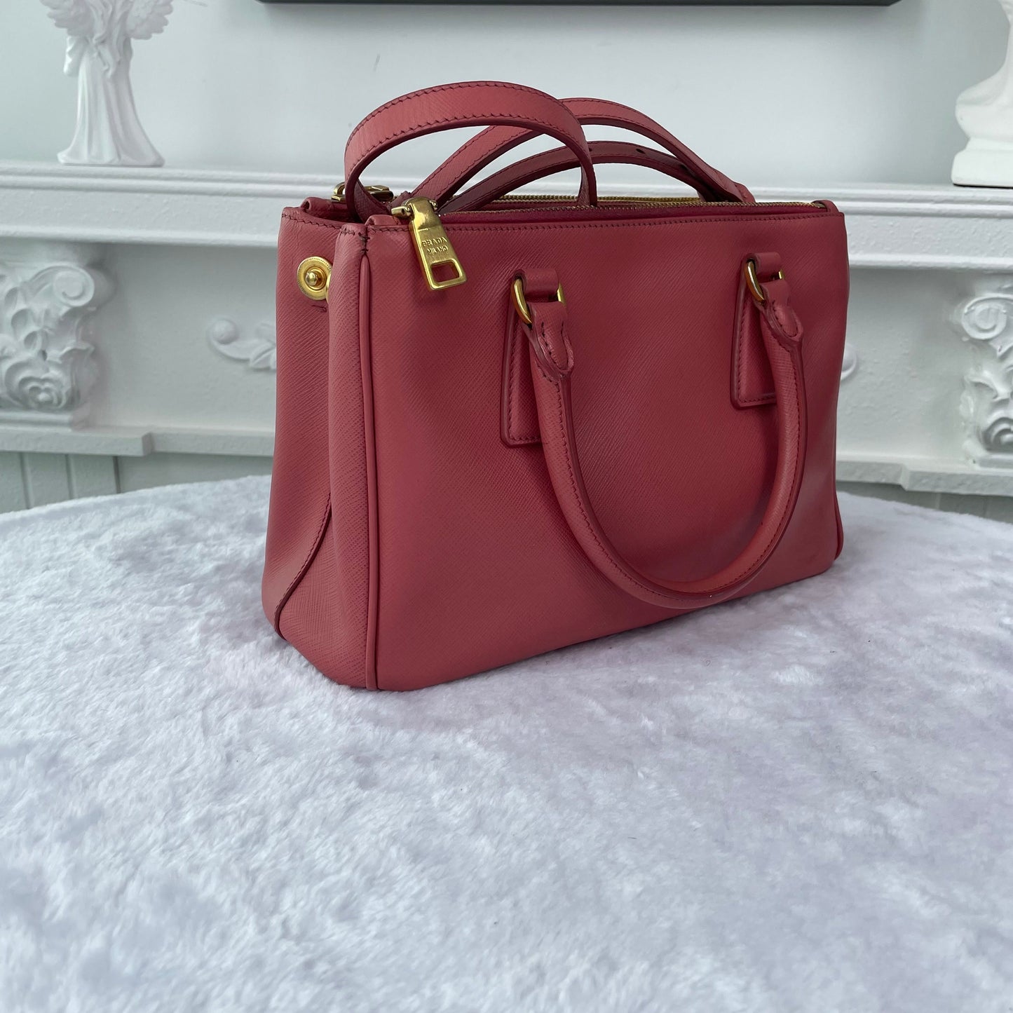 【#161】Pre-owned PRADA Galleria Small Pink Saffiano Leather Handbag HZ260306&&