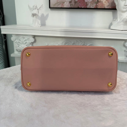 【#274】Pre-owned Prada Medium Open Tote Bag Saffiano Leather in Blush Pink with Contrast Green Lining
