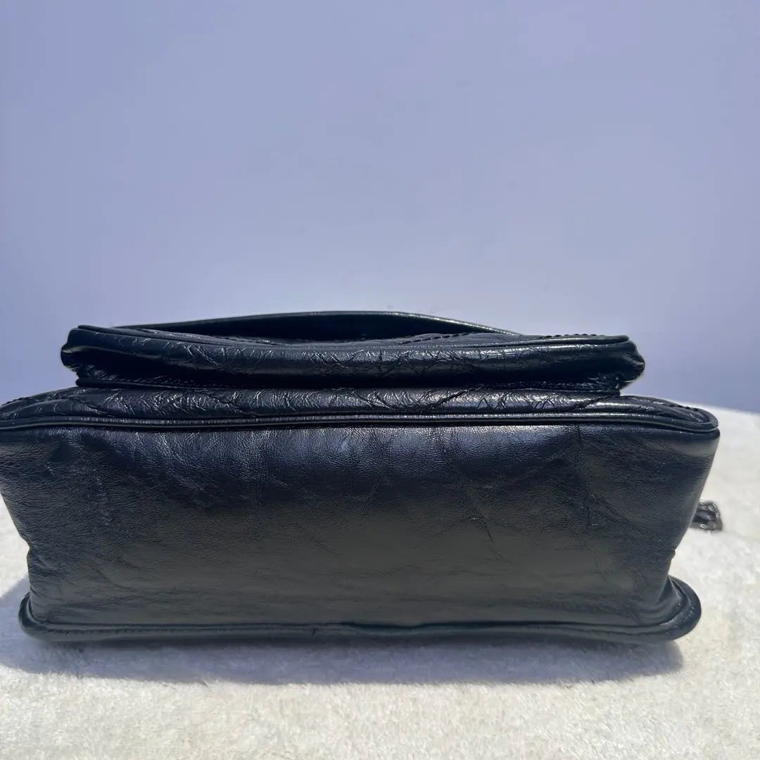 【#121】Pre-owned YSL Nikki Medium Black Oil Wax Leather Shoulder Bag HZ250728019