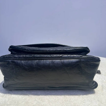 【#121】Pre-owned YSL Nikki Medium Black Oil Wax Leather Shoulder Bag HZ250728019