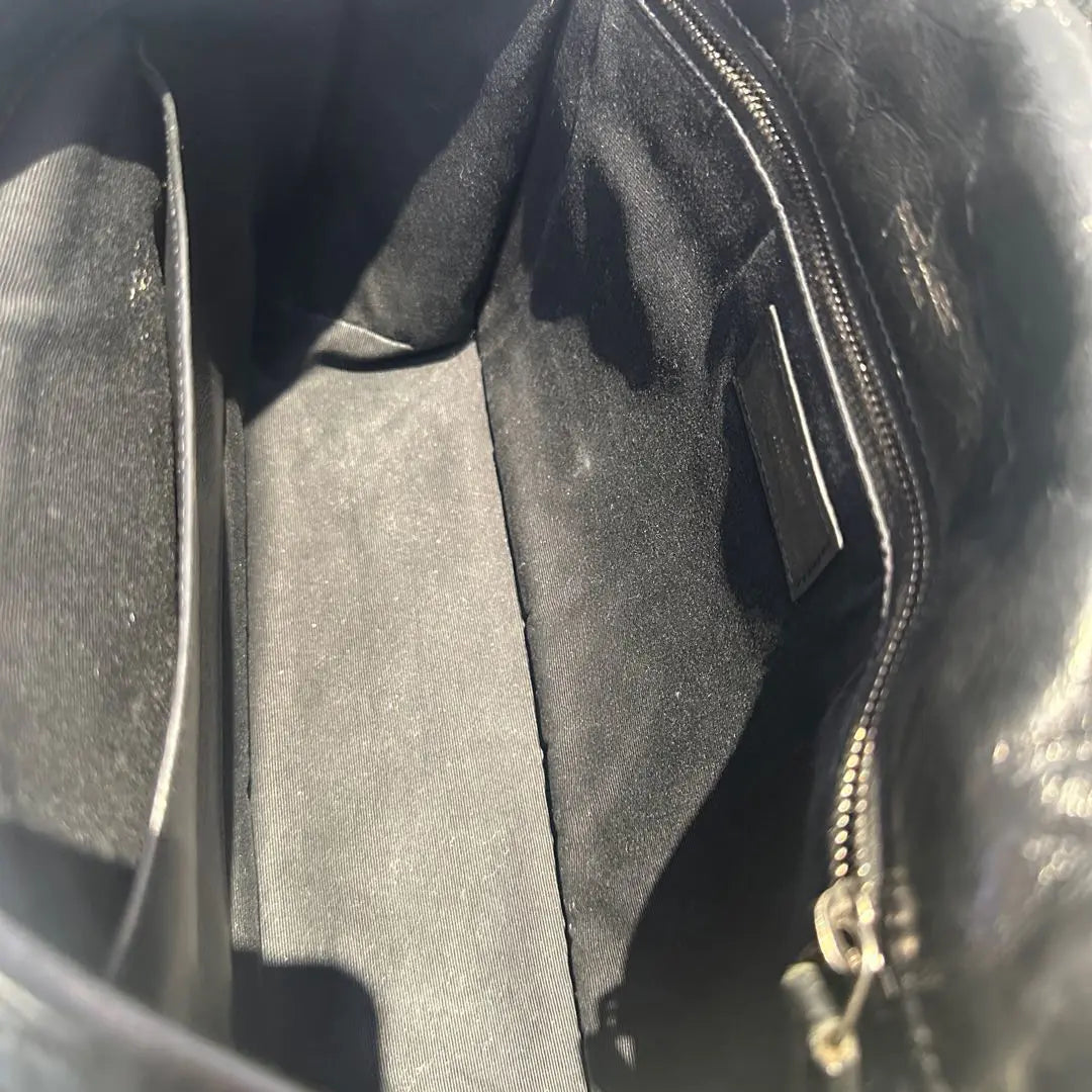 【#121】Pre-owned YSL Nikki Medium Black Oil Wax Leather Shoulder Bag HZ250728019